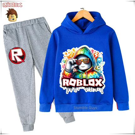 Spring Autumn Boys Clothes Girls Roblox Anime Hoodie Set 2-Piece Kids Fashion Casual Sweatshirt