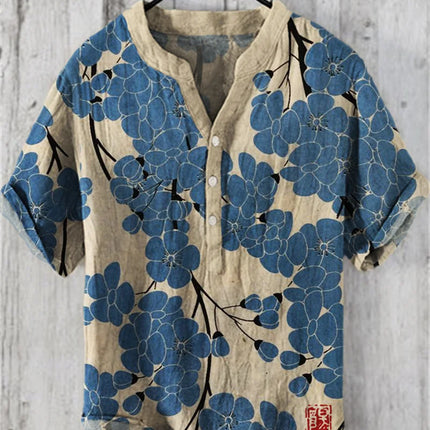2024 Foreign Trade Cross-border Hawaiian Art Printing Colorful Flower Series 3D Digital Printing Casual Loose Short-sleeved Line