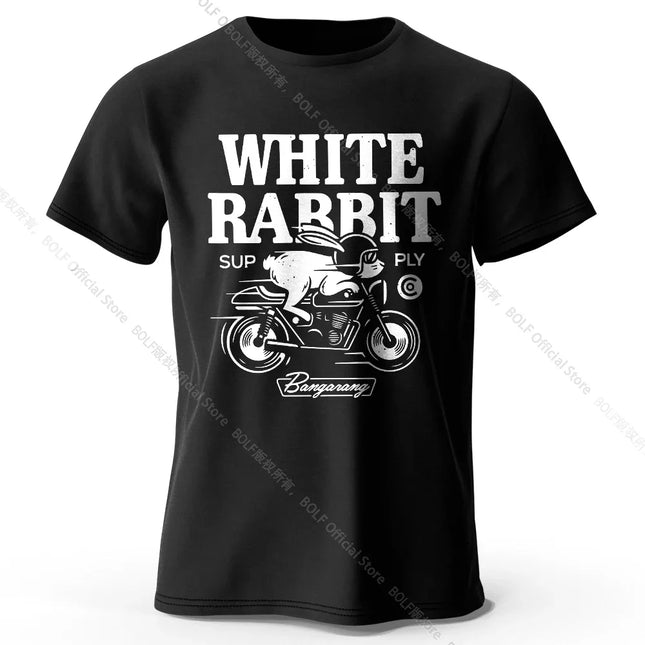 Men's Rabbit Printed T-Shirt 100% Organic Cotton Relaxed Fit Hand Painted Design Tee for Adults Quirky Fashion