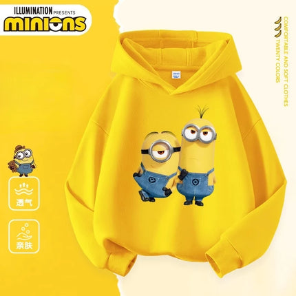 Despicable Me Cute Minions Print Boys Girls Hooded Sweatshirt Children's Fall and Winter Casual Fashion Warm Pullover Sweatshirt