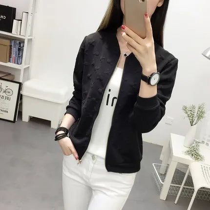 2025 Fashion Spring Summer Bomber Jacket Women Office Casual White Ladies Cardigan Jackets Solid Female Short Baseball Jacket