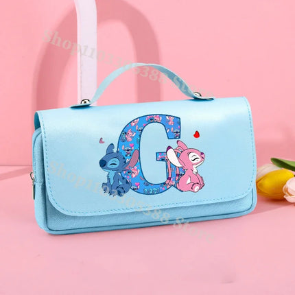 Disney Stitch High-capacity Pencil Case Students Letter A-Z Printed Pen Bags Boys Girls Stationery Storage Box School Supplies