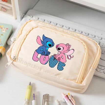 Disney Stitch High-capacity Pencil Bag for Students Anime Cartoon Fashion Pen Case Stationery Storage Pouch School Supplies Gift