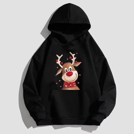 New Christmas Deer Hoodies Print Men Woman Fashion Cotton  Streetwear Hooded Sweatshirts Harajuku Pullovers Unisex Tops Clothing