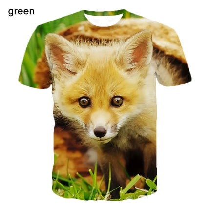 Animal Fox Print T-shirt 3d Printing Loose T-shirt Cute Personalized T-shirt