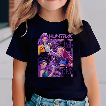 Cartoon Saja Boys T-shirts Boys Girls Cotton Short Sleeve T-shirt Top Anime Kpop Demon Hunters T Shirt Gifts Children's Clothing