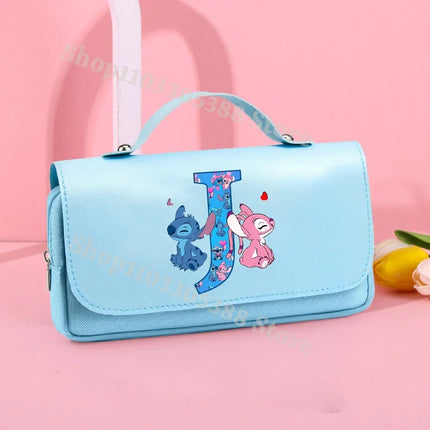 Disney Stitch High-capacity Pencil Case Students Letter A-Z Printed Pen Bags Boys Girls Stationery Storage Box School Supplies