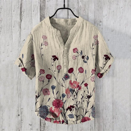 2024 Foreign Trade Cross-border Hawaiian Art Printing Colorful Flower Series 3D Digital Printing Casual Loose Short-sleeved Line
