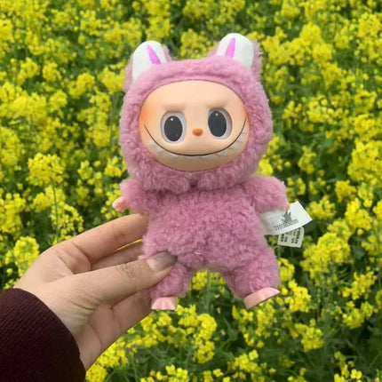 15CM Cute Labubu Plush Doll Keychain Toys Kawaii Macaroon Labubu Vinyl Face peluche Dolls Pendant Keychain Christmas  Kid Gift