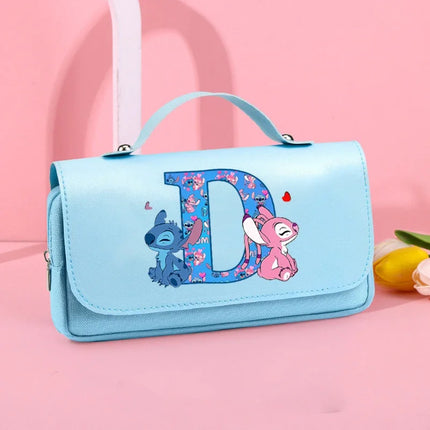 Disney Stitch High-capacity Pencil Case Students Letter A-Z Printed Pen Bags Boys Girls Stationery Storage Box School Supplies