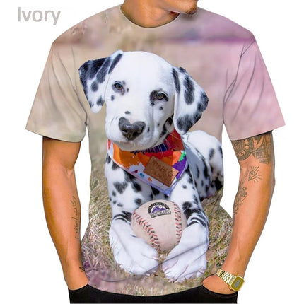 2022 Animal Dalmatian 3D Men's T-Shirt Fashion Dog Cute Aalmatian Shiba Inu Unisex Casual Streetwear Shirt