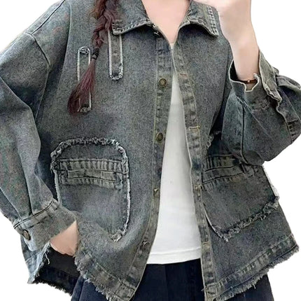 Max LuLu 2025 Spring Vintage Design Clothes Womens Fashion Denim Jackets Ladies Loose Classic Coats Casual Patchwork Outerwear