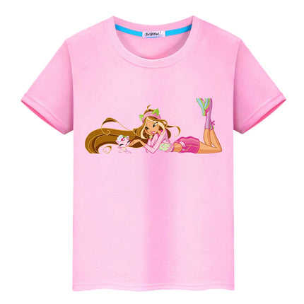 Winx Cartoon print t shirt for kids boy 10year Cute Tops pride tshirt y2k Winx 100%Cotton anime Short  girl clothes baby clothes