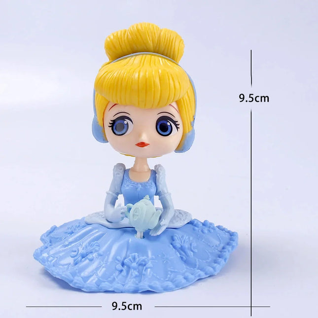 10cm Q Posket Princess Tiana Snow White Rapunzel Ariel Cinderella Belle Mermaid PVC Action Figures Model Toys Kid Gift