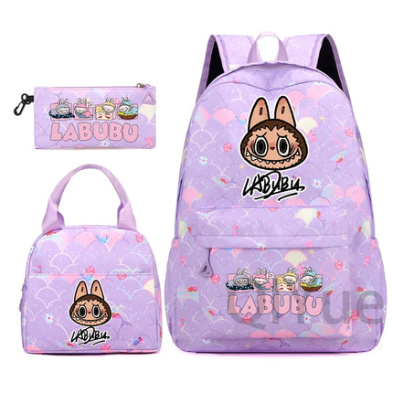 3Pcs/set Backpack for Girl School Teen Student Knapsack Women Rucksack with Lunch Bags Pencil Bag Fish Scale Style Bags