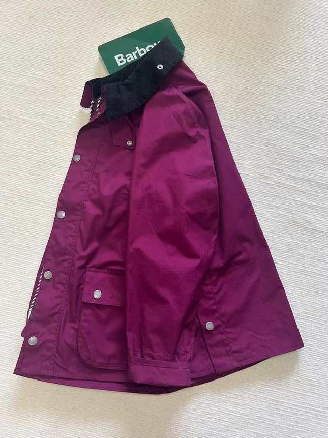 B@r Noah collaboration Bedale style burgundy wax-free jacket