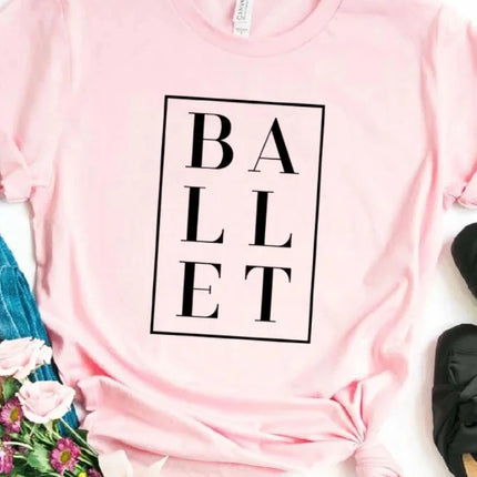 Summer Women T Shirt Ballet Letters Print Tshirt Women Short Sleeve O Neck Loose T-shirt Ladies Causal Tee Shirt Clothes Tops