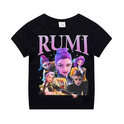 Kpop Demon Hunters Children's Clothing Short Sleeve T-shirt Cute Kpop Demon Hunters Tiger Harajuku Tshirt for Boys Girls