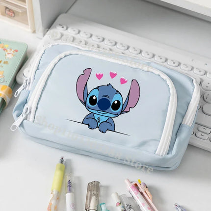 Disney Stitch High-capacity Pencil Bag for Students Anime Cartoon Fashion Pen Case Stationery Storage Pouch School Supplies Gift