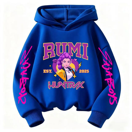 2025 KPop Devil Hunter Cartoon Girl Boy Hooded Sweatshirt Kawaii Children's Korean Wave Casual Fashion Top