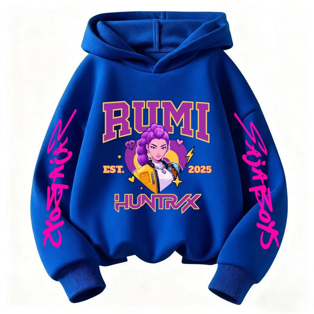 2025 KPop Devil Hunter Cartoon Girl Boy Hooded Sweatshirt Kawaii Children's Korean Wave Casual Fashion Top