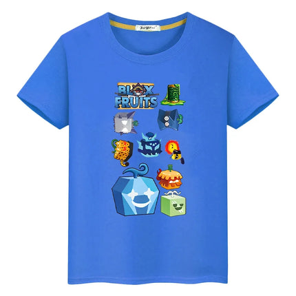 New Game Blox Fruits Short Tops 100%Cotton t shirt for kids boy 10years anime Tees pride tshirt y2k one piece kids clothes girls