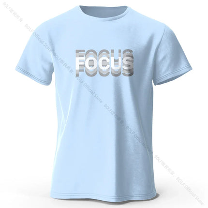 Focus Letter Minimalist Style 100% Cotton T-Shirt, Lightweight Round Neck Short Sleeve Tee, Perfect for Men & Women
