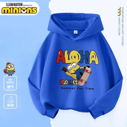 Despicable Me Cute Minions Print Boys Girls Hooded Sweatshirt Children's Fall and Winter Casual Fashion Warm Pullover Sweatshirt