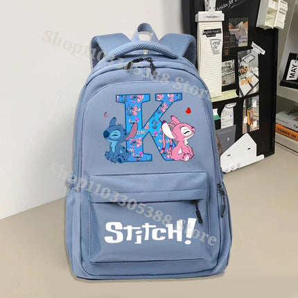 Disney Stitch Large Capacity Backpack Students Cartoon Nylon Waterproof Schoolbag Boys Girls Stationery Books Storage Bag Gifts