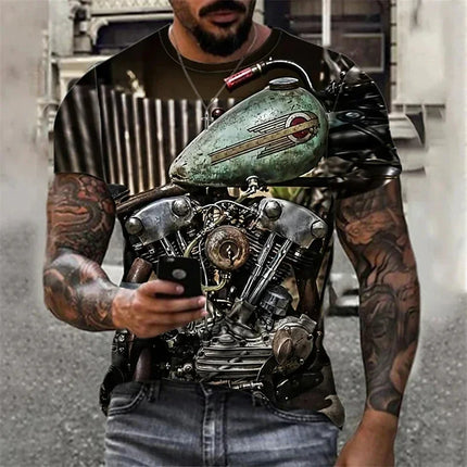 New Heavy Duty Motorcycle Harley Printed T-shirt 3D Men's and Women's Fashion Outdoor Sports T-shirt Summer Casual Cool Personal