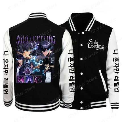 Solo Leveling Sung Jinwoo Print Baseball Jacket Men Women Fashion Street Style Coat Tops Anime Solo Leveling Anime Jacket