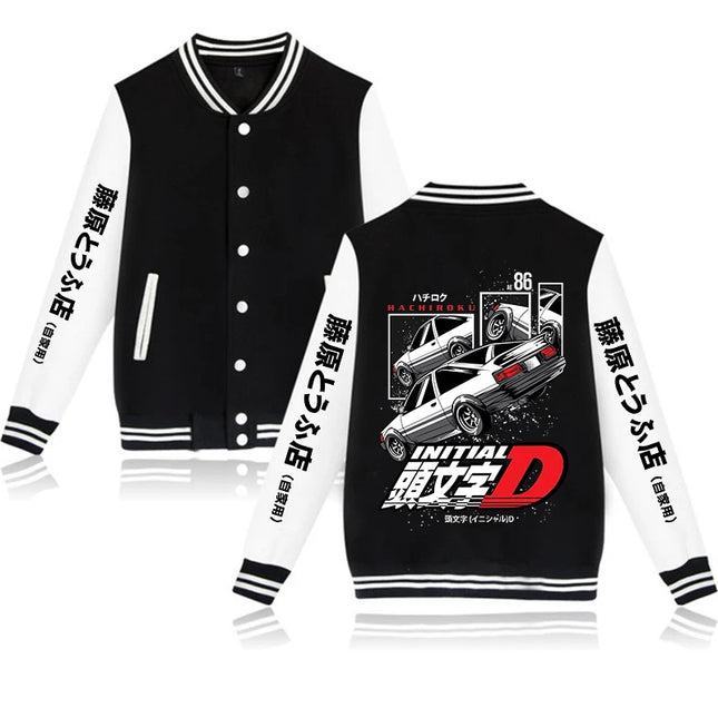 Anime Initial D Graphic Jacket Hoodies AE86 Gothic Y2k Baseball Jacket Sweatshirts Funny Mange Vintage Coats Streetwear Clothes