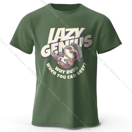 Sleepy Sloth Art T-Shirt 100% Premium Cotton Slim Fit Hand Painted Animal Graphic Tee for Nature Lovers