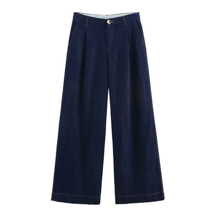 Summer Women's Suit High Waisted Wide Leg Jeans Denim Shirt Jacket Top 2025 Casual Loose Outerwear Trousers 2-piece Set
