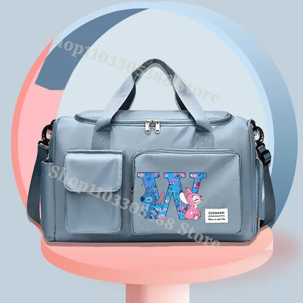 Disney Stitch High-capacity Luggage Bag with Shoes Box Men Women Anime Sport Fitness Yoga Portable Handbag Fashion Traveling Bag