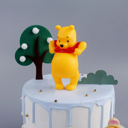 Hot Disney Cartoon Anime Action Figures Winnie Car Cake Desktop Ornament Handmade Model Dolls Toy Children Gift Birthday Present