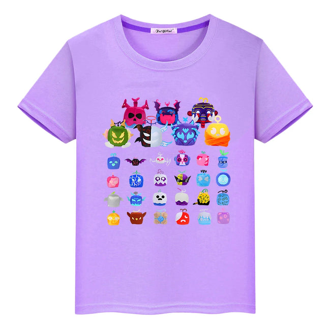 Blox Fruits New Game t shirt for kids boy 10years 100%Cotton Short Tops y2k one piece anime Tees pride tshirt kids clothes girls