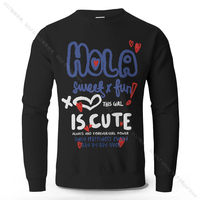 Harajuku Letter Lovely Printed Pure Cotton Sweatshirts Oversized Classic Graphic Pullovers for Men Women Tops