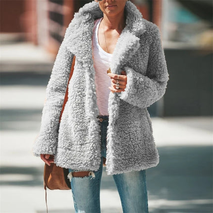 Plus Size Women Winter Warm Coat Jacket Outwear Ladies Cardigan Coat Double Sided Polar Fleece Hooded Coat New Fashion Simple