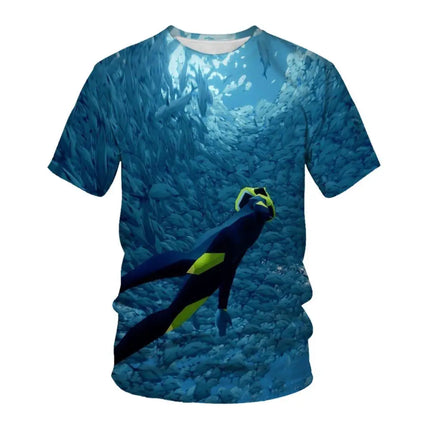2022 Dive into the sea Underwater T shirts Diving Fish Men Women Casual Fashion Tshirt Short Sleeve Streetwear Tees Top Clothes