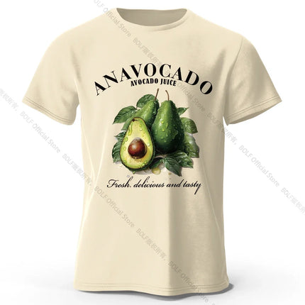 100% Cotton Fresh Avocado Tee - Minimalist Fruit Design Soft Comfortable Basic Top for Casual Everyday Wear