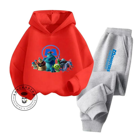 Casual Coziness Long Sleeve Sets That Are Loose Elastic and Perfectly Comfortable for Boys Girls Monsters Inc Cartoon Hoodie Set