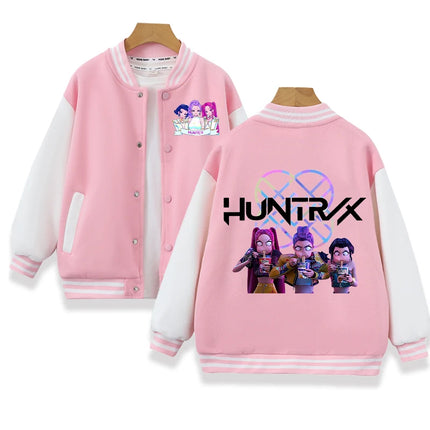 K-pop Demon Hunters Baseball Uniform for Children Anime Cartoon Fashion Jacket Boys Girls Spring Autumn Sweet Coat Kids Clothes