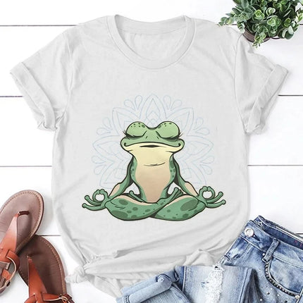 Frog Yoga Printing T Shirt Men Women T-Shirt Harajuku T Shirt Unisex Fashion Summer Tshirts Ladies Oversized O-Neck Tops Tee
