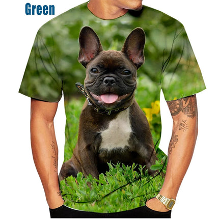 Summer New Fashion Summer Cute French Bulldog 3d Printing Men's T-shirt Woman Casual Trend Tee Top