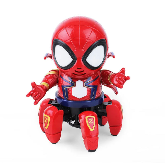 Spider-Man Dancing Robot Toy 6 Legs Electric Remote Control Marvel Superhero Action Figure LED Light Up For Kids Gift