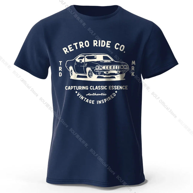 Mens Vintage Car T-Shirt 100% Cotton Oversized Retro Automobile Graphic Tee for Men and Women Classic Streetwear Style