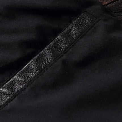 Vintage Black Brown Real Cowhide Genuine Leather Jacket Real Fur Men's Leather Jacket Bomber Men Leather Jacket Motorcycle Coat