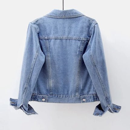 2025 Spring Women’s Denim Jacket Long Sleeve Overcoat Loose Denim Coat Button Outwear Jeans Jackets