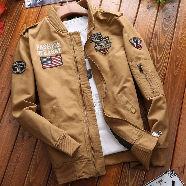 Fashion New Jacket Men's Spring and Autumn Trendy Embroidered Aviator Jacket American Baseball Suit Casual All-match Top
